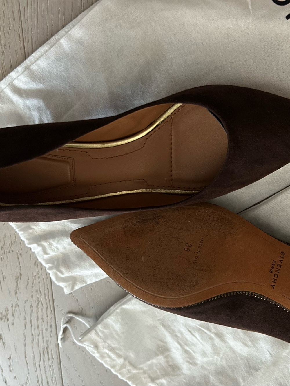 Givenchy Dark Brown Suede Pointed-Toe Heel Pumps with Dust Bags